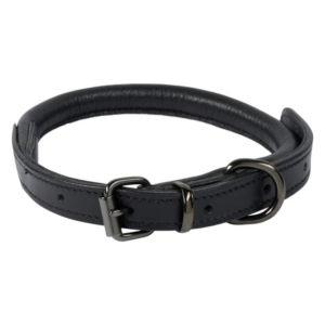 CATAGO Læder Hundehalsbånd Sort