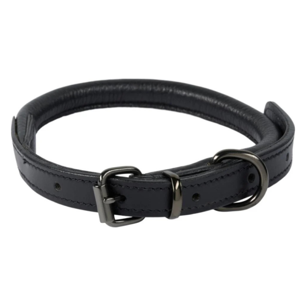 CATAGO Læder Hundehalsbånd Sort