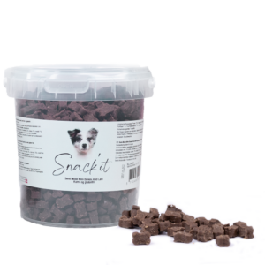 Snack'it Semi-Moist Mini Bones m. Lam 500g super lækre bløde hunde godbidder