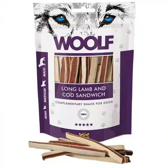WOOLF Lam og Torsk Sandwich - en lækker hundesnack