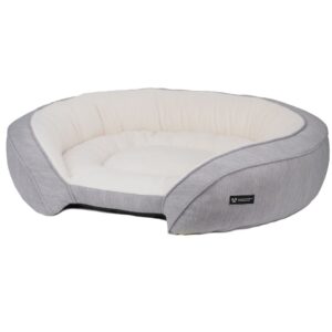 PB Cozy Lounge hundeseng. Cozy sengene er lavet af grå sofa stof med superblødt creme fleece på indersiden