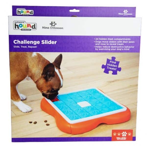 Nina Ottosson Challenge Slider. Aktivitetslegetøj til hunde. Nina Ottoson aktivitetslegetøj. Legetøj til hunde