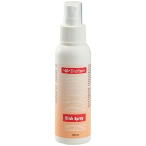 Diafarm Bitch Spray hjælper med at holde fokus fra din tæve i løbetid.