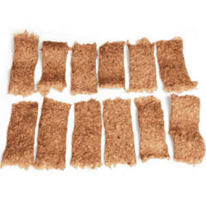 Snack'it Kaninkødstrips i pose med 200g. Snack'it Kaninkødstrips er produceret i EU for maksimal produktkvalitet