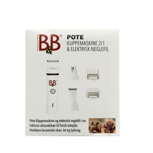 B&B pote klippemaskine 2i1. Dansk produceret produkt. God til pleje af hundens pels og negle.