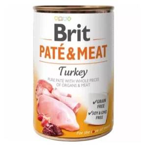 Brit Pate & Meat Turkey 400g - Du får et foder til din hund med en lækker kombination af ægte bidder af kød og indmad i paté. Vådfoder til din hund
