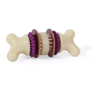 Busy Buddy Bristle Bone et 3-i-én legetøj her for du et nylon ben