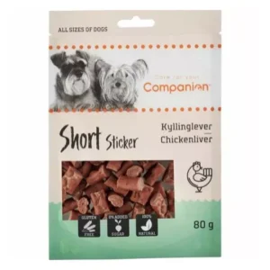 Companion Short Lever Stick Lækre små stripes af leverkød Perfekte som belønning til træning eller som en ekstra belønning efter en god træning. Lækre hunde godbidder