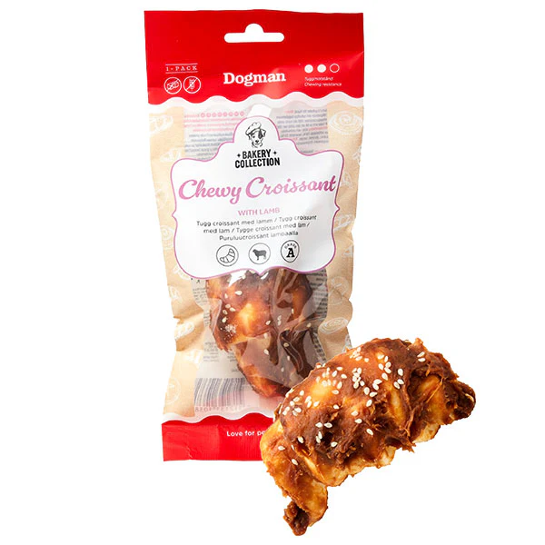Dogman Bakery Chewy Croissant med lam – naturligt tyggeben til hund, formet som croissant