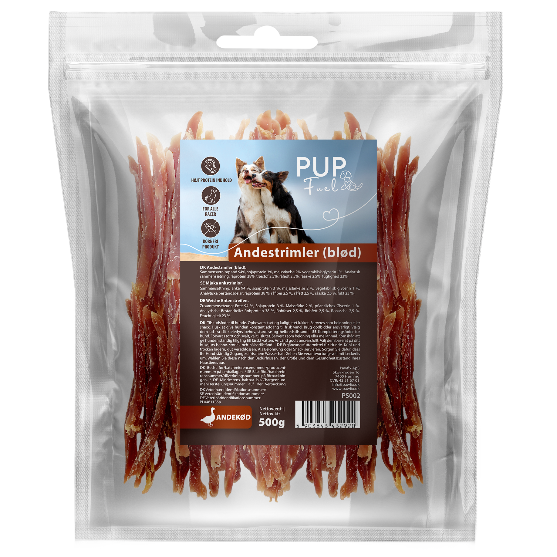 PupFuel – Andestrimler (blød) 500 g