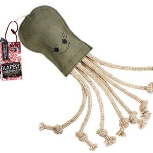 Green & Wilds Olive the Octopus bæredygtigt hundelegetøj i ruskind og jute med reb-arme