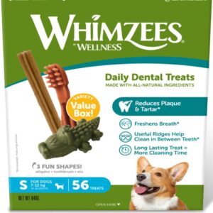 Whimzees Variety dentalgodbidder til hunde – kornfri og vegetariske tyggeben i blandede former, 840 g.”