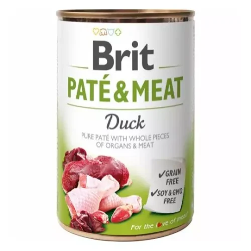Brit Pate & Meat Duck 400g - Du får her et vådfoder til din hund med en lækker kombination af ægte bidder af kød og indmad i paté. Vådfoder til din hund