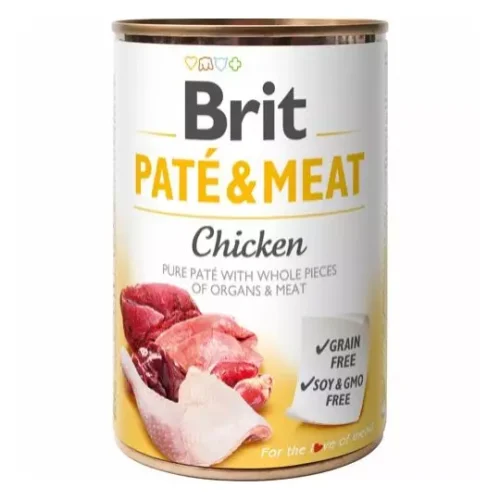 Brit Pate & Meat Chicken 400g - Du får et foder til din hund med en lækker kombination af ægte bidder af kød og indmad i paté. Vådfoder til din hund