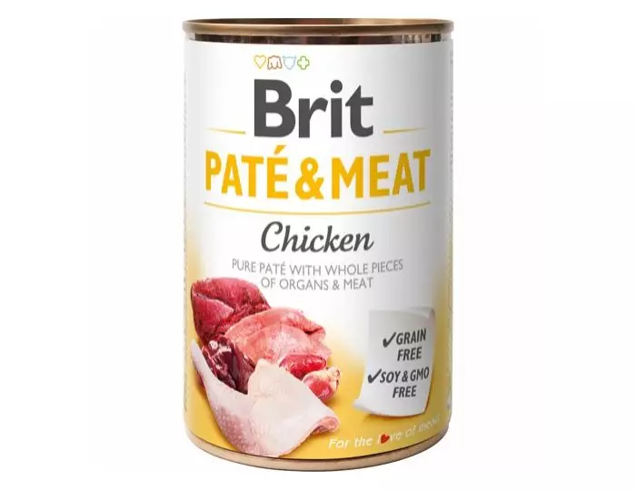 Brit Pate & Meat Chicken 400g - Du får et foder til din hund med en lækker kombination af ægte bidder af kød og indmad i paté. Vådfoder til din hund