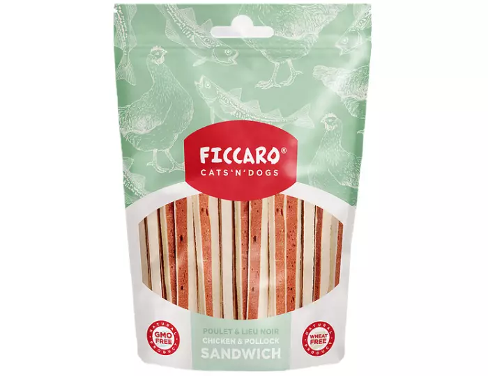 Ficcaro Chicken & Pollock Sandwich lækre hunde godbidder