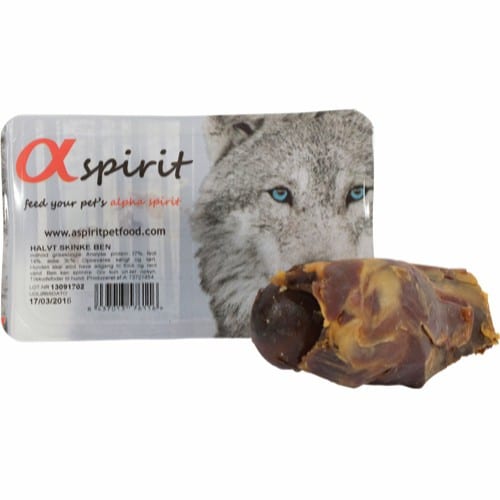 Alpha Spirit Half Ham Bone Tyggeben - Dette produkt er lavet af naturlige ingredienser og er en lækker og underholdende tyggesnack til hunde. Hunde godbidder