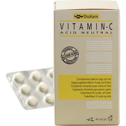 Diafarm C-Vitamin Tabletter er et effektivt kosttilskud til hunde og katte, der intensiverer immunsystemet og understøtter lever og urinvæv.