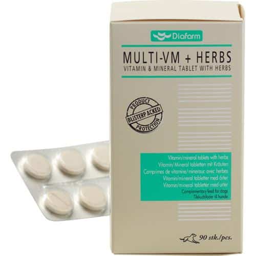 Diafarm Vitamin + Mineral Tabletter med urter. Kosttilskud til hunde
